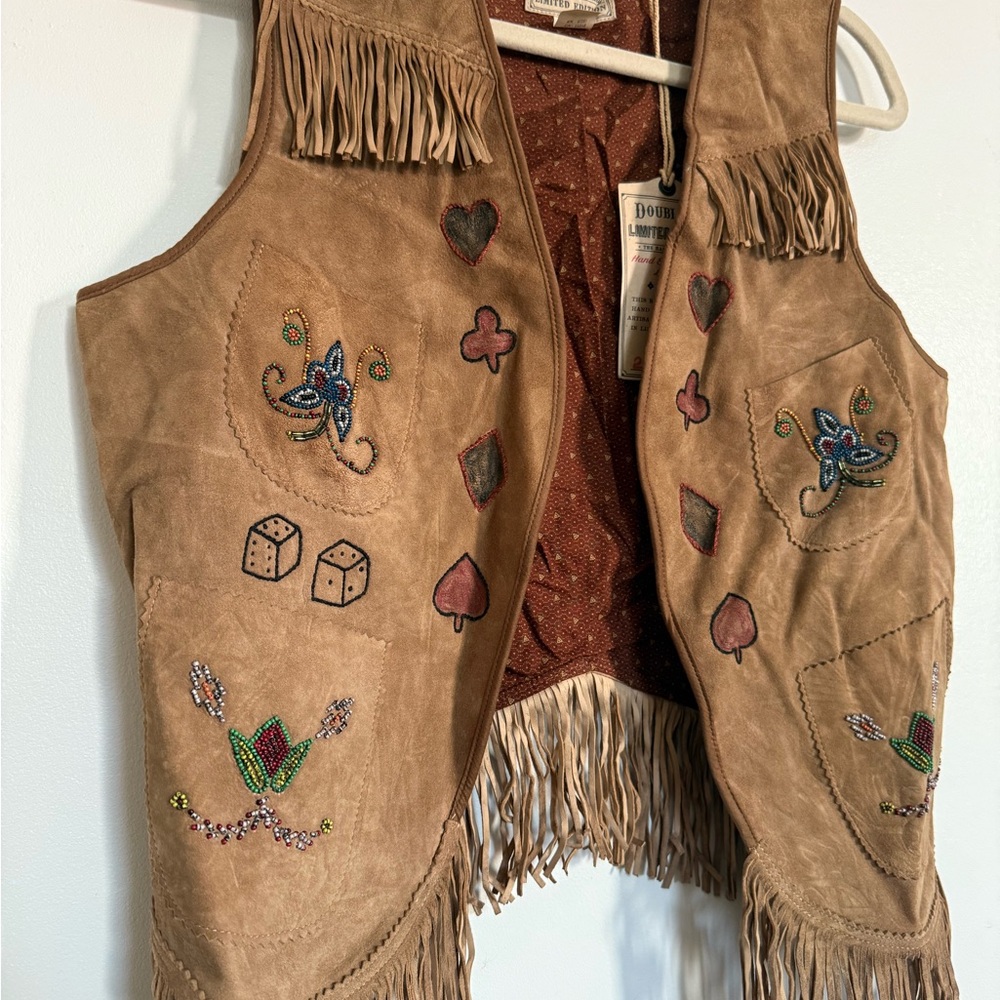 Ralph Lauren Double RL Tan Suede Vest with Embroidery - Picture 8 of 8